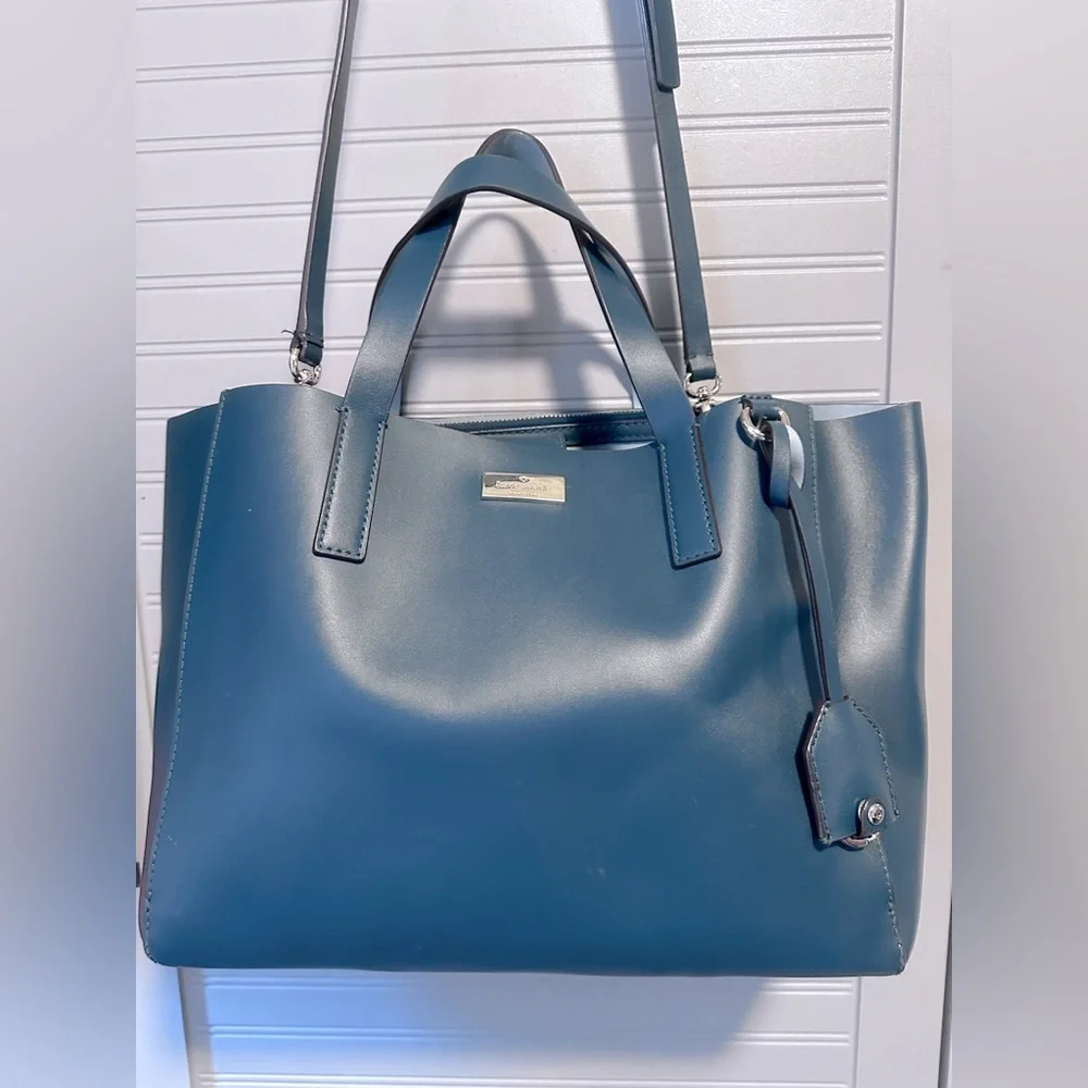 KATE SPADE Putnam Drive Nelle Convertible Work Commuter Tote Teal MSRP: $348 - Picture 2 of 16